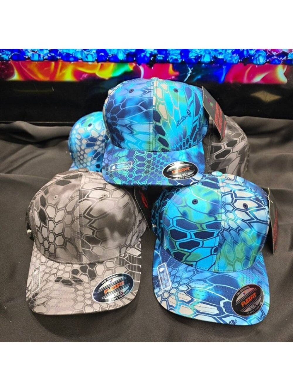 Lot of 5 Kryptek Water-Repellent Flexfit Hats - 2 S/M & 3 L/XL